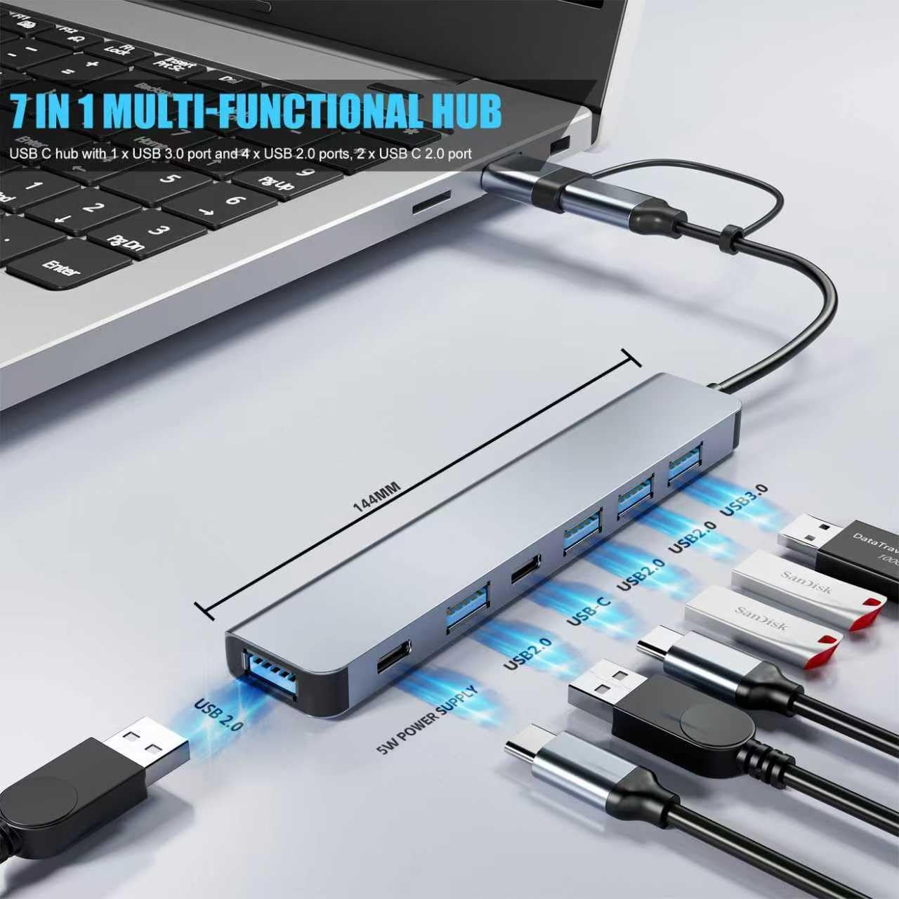 usb c/usb hub, berlat aluminum 7 in 1 usb c & usb hub usb c/usb hub, berlat aluminum 7 in 1 usb c & usb hub