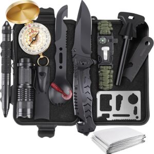 survival kits, gifts for christmas men dad husband him13 in 1 survival gear and equipment tactical tools for camping hiking hunting outdoor adventure, cool birthday idea