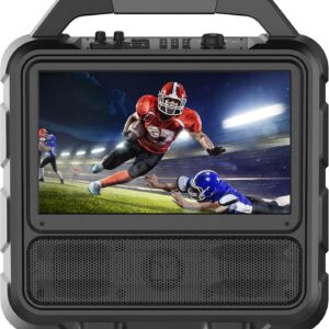 monster vision 2portable entertainment system, 15.6” 1080p display, 60w audio | up to 25 hours playback | two hdmi ports for your favorite smart streaming device & gaming console | portable tv