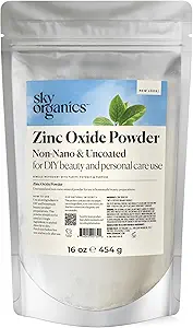 Shop sky organics zinc oxide powder, 16 oz non nano & uncoated make your own lotion, deodorant, cream, soap diy essentials resealable bag natural, vegan & cruelty free beauty & personal care