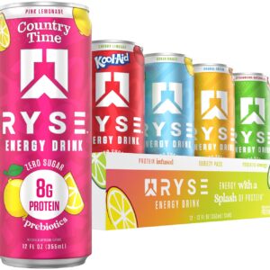 Shop ryse functional energy drink 5 flavors variety pack 150mg natural caffeine, 8g whey protein & 1g prebiotics sugar free, gut friendly, bloat free 12 fl oz cans (12 pack)