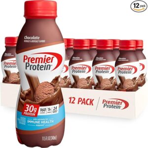 premier protein shake, chocolate, 30g protein 1g sugar 24 vitamins minerals nutrients to support immune health, 11.5 fl oz (pack of 12)