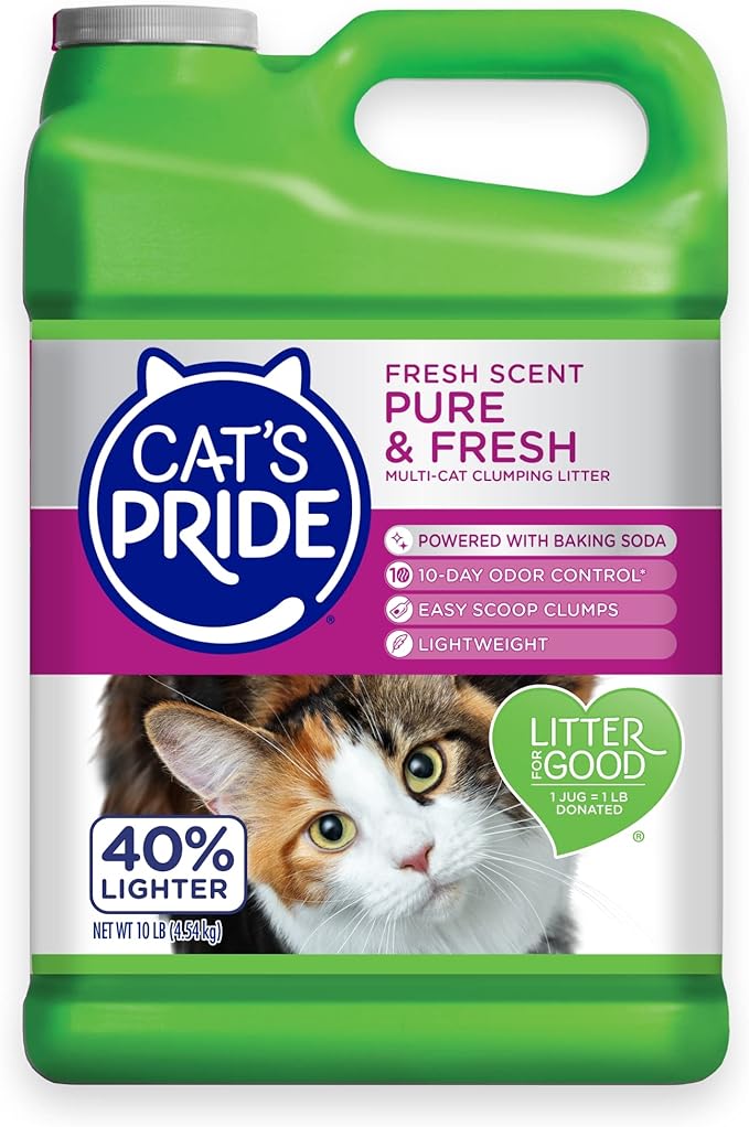 cat's pride premium lightweight clumping litter: pure & fresh up to 10 days of powerful odor control multi cat, scented, 10 pounds cat's pride premium lightweight clumping litter: pure & fresh up to 10 days of powerful odor control multi cat, scented, 10 pounds