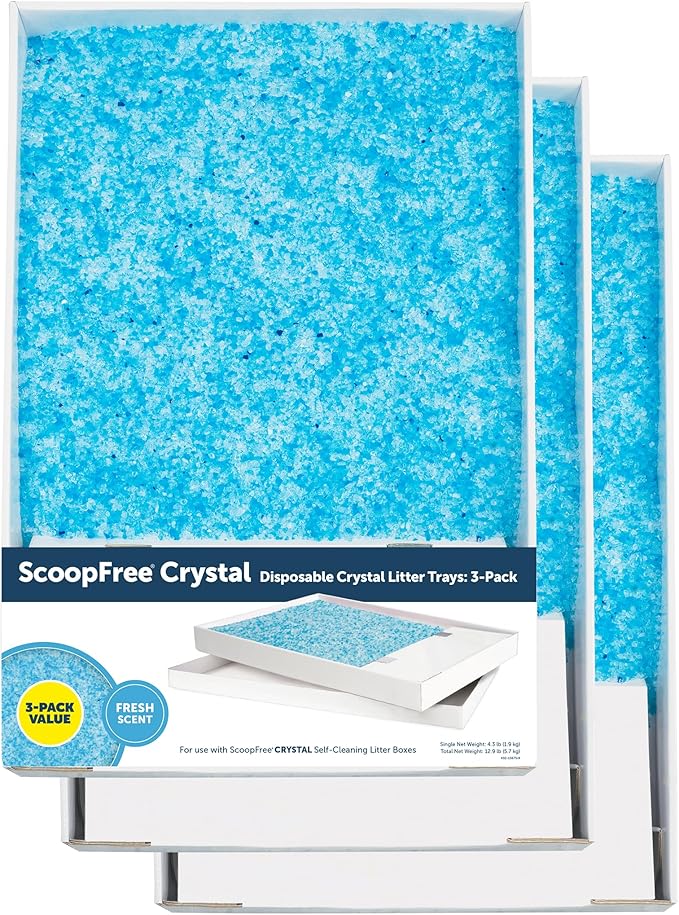 petsafe scoopfree disposable crystal cat litter tray easy cleaning box refill tray for electric litter box fresh scent 4.3 lb bags 3 pack petsafe scoopfree disposable crystal cat litter tray easy cleaning box refill tray for electric litter box fresh scent 4.3 lb bags 3 pack