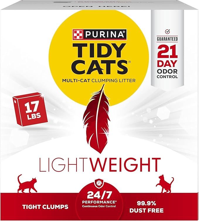 purina tidy cats lightweight 24/7 performance odor control, multi cat, clumping, 99.9 percent dust free cat litter 17 lb. box purina tidy cats lightweight 24/7 performance odor control, multi cat, clumping, 99.9 percent dust free cat litter 17 lb. box