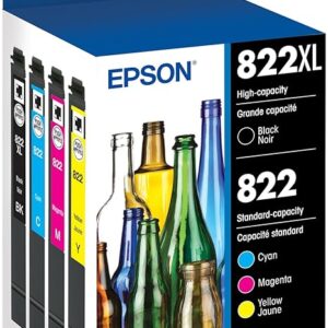 epson 822 durabrite ultra ink high capacity black & standard color cartridge combo pack (t822xl bcs) works with workforce pro wf 3820, wf 3823, wf 4820, wf 4830, wf 4833, wf 4834