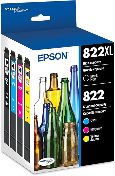 epson 822 durabrite ultra ink high capacity black & standard color cartridge combo pack (t822xl bcs) works with workforce pro wf 3820, wf 3823, wf 4820, wf 4830, wf 4833, wf 4834 epson 822 durabrite ultra ink high capacity black & standard color cartridge combo pack (t822xl bcs) works with workforce pro wf 3820, wf 3823, wf 4820, wf 4830, wf 4833, wf 4834