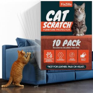 anti cat scratch furniture protector, 10 pack couch protector from cat claws heavy duty, easy to apply scratching deterrent and shield for sofa corners, walls, doors with 50 twist pins