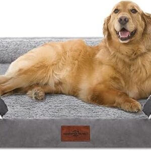 comfort expression orthopedic dog bed for extra large dogs 42x30 inch, waterproof supportive egg crate foam xl pet bed with removable bolsters, dog couch with washable cover & non slip bottom, grey