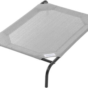 coolaroo original elevated dog bed breathable off the ground pet bed with cooling fabric, joint relief & moisture resistant fabric, 100% recyclable, easy clean, grey, medium