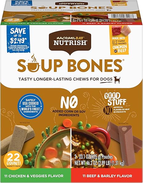 rachael ray nutrish soup bones long lasting dog chews variety pack, 22 count (pack of 1) rachael ray nutrish soup bones long lasting dog chews variety pack, 22 count (pack of 1)