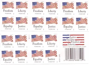 usps forever stamps "four flags" booklet of 20 stamps