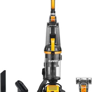 eureka powerful upright vacuum cleaner for home pet hair, lightweight household upright vacuum for carpet and hard floor, maxswivel pro neu350 with pet tool, yellow