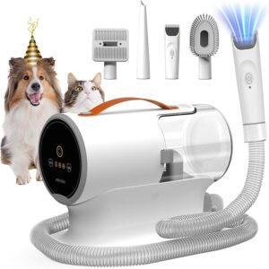 airrobo dog grooming vacuum kit,12000pa strong pet vacuum for shedding,grooming hai,quiet,pg100,2l large capacity