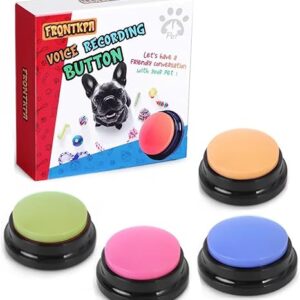 4 color voice recording button, dog buttons for communication pet training buzzer, 30 second record & playback, funny gift for study office home (purple, green, yellow, pink)