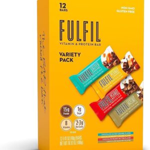 fulfil protein snack bars, best sellers variety pack, gluten free with 15g protein, pantry staples, 12 count