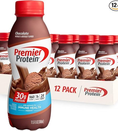 premier protein shake, chocolate, 30g protein 1g sugar 24 vitamins minerals nutrients to support immune health, 11.5 fl oz (pack of 12)