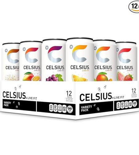 celsius assorted flavors official variety pack, functional essential energy drinks, 12 fl oz (pack of 12
